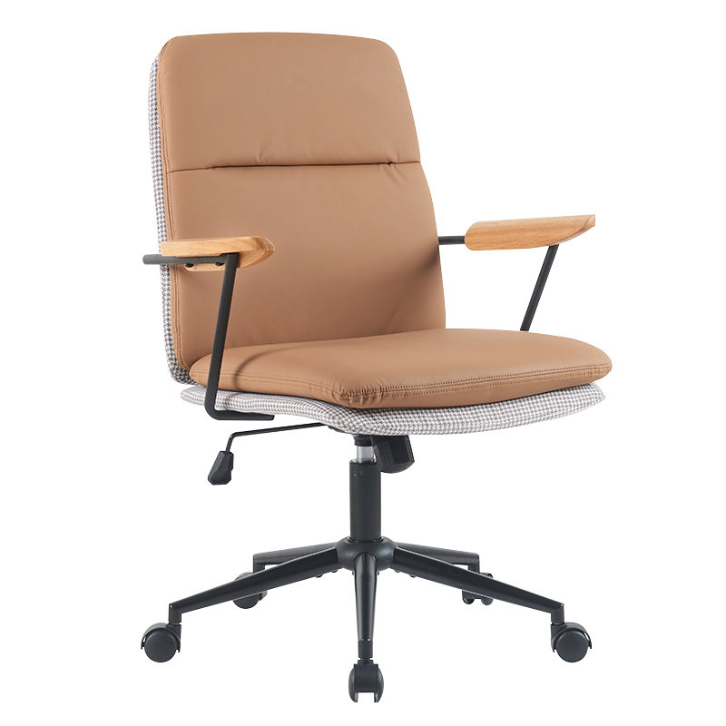 Jordy Yellow Wood Armlen Dobbelpute Hjemmekontorstol (X-5135)