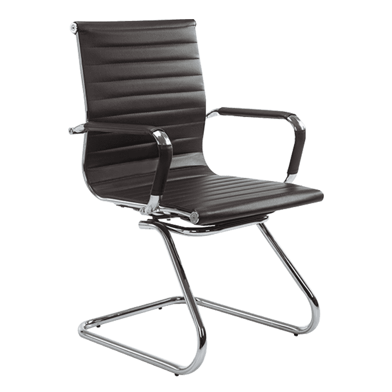 Brun moderne konferansestol i skinn med midtrygg (Y-1846C)