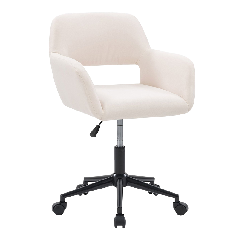 Beige stoff, trearmlen, bred polstret hjemmekontorstol (GY-630)