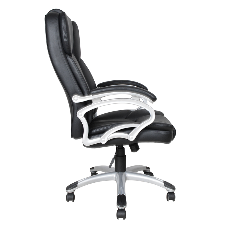 Svart, høy rygg, fast armlene, kontorsete (Y-2825)