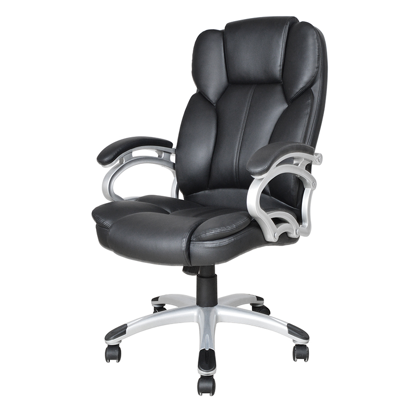 Svart, høy rygg, fast armlene, kontorsete (Y-2825)