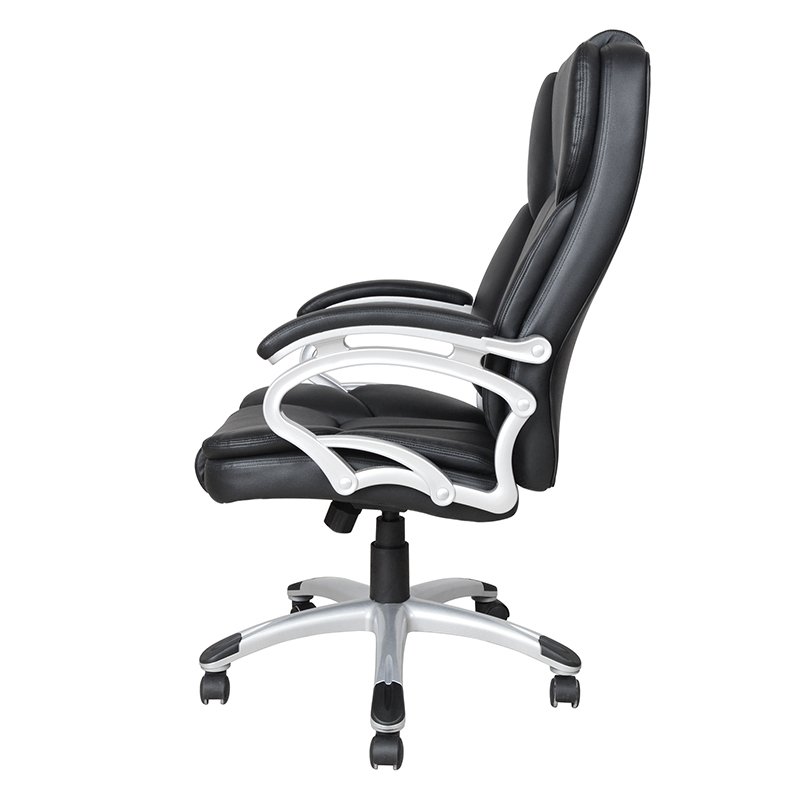 Svart, høy rygg, fast armlene, kontorsete (Y-2825)