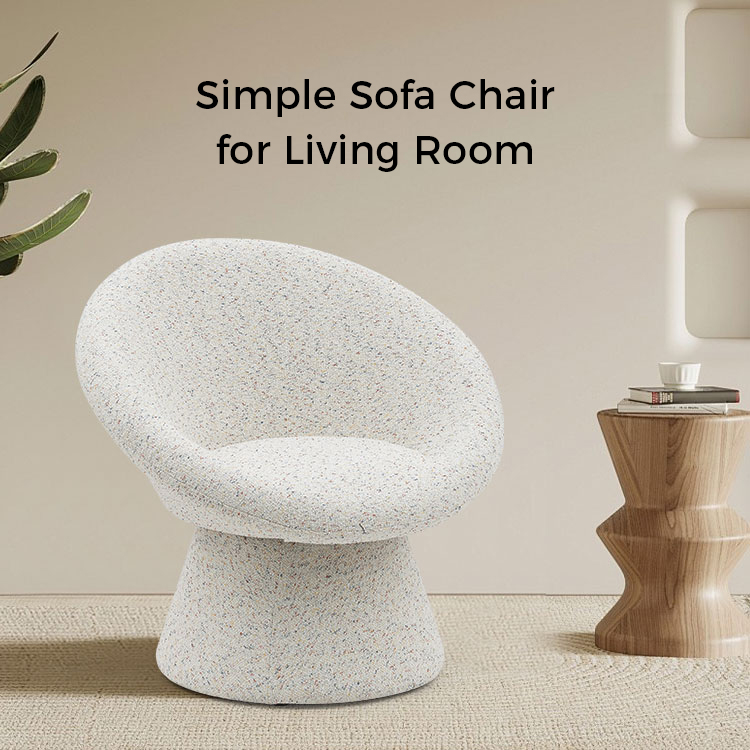 Nordic White Stoff Lazy Rund Shape Stuestol Enkeltseters sofa Accent Loungestoler med ryggstøtte(GY-645)