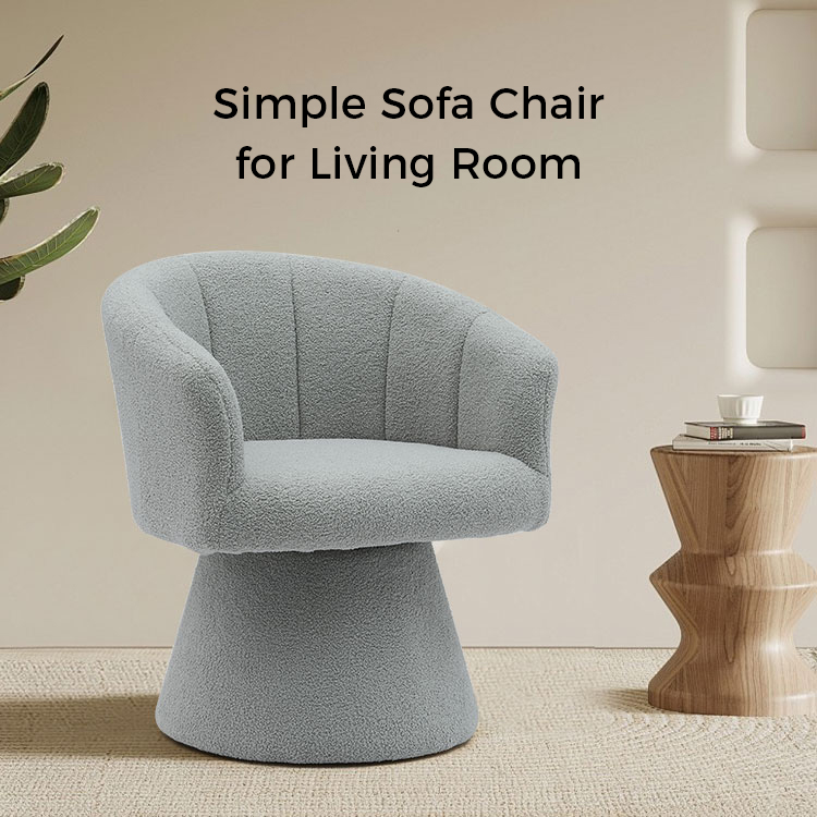 Grå innendørs fritidsstil Komfortabel tykk setepute Svingbar Hotel Accent sjeselong Stol Lenestol for stue(GY-646)