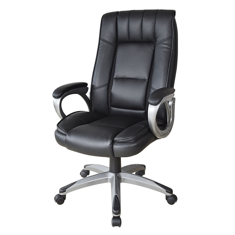 Ergonomisk malepute i svart skinn Armlensjef kontorstol (M-6113)