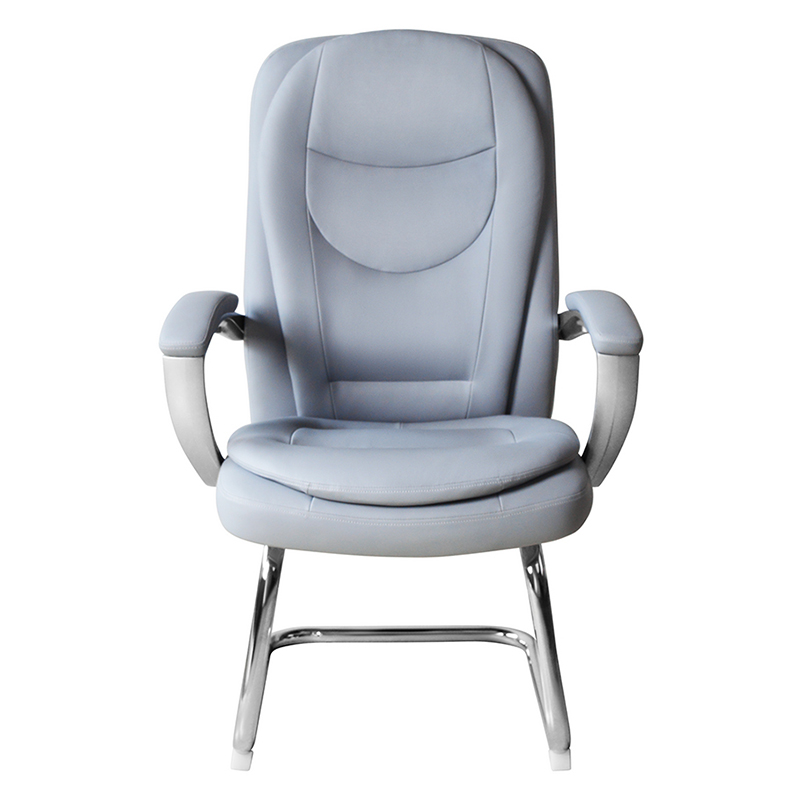 Moderne høyrygg lær konferansestol med fast krombase (M-6124)