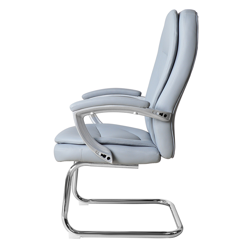 Moderne høyrygg lær konferansestol med fast krombase (M-6124)