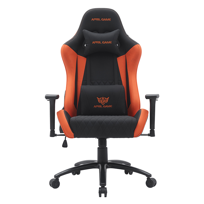 Oransje moderne svingbar spillestol med justerbare 3D-armlener (T-7122)