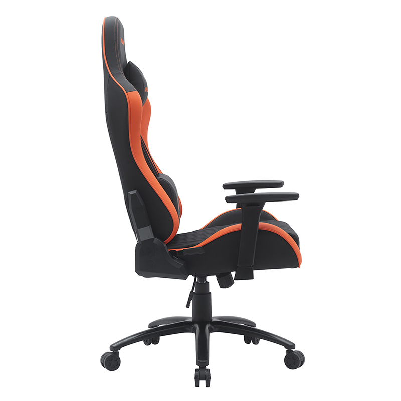 Oransje moderne svingbar spillestol med justerbare 3D-armlener (T-7122)