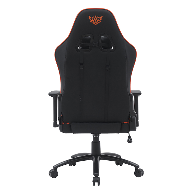 Oransje moderne svingbar spillestol med justerbare 3D-armlener (T-7122)