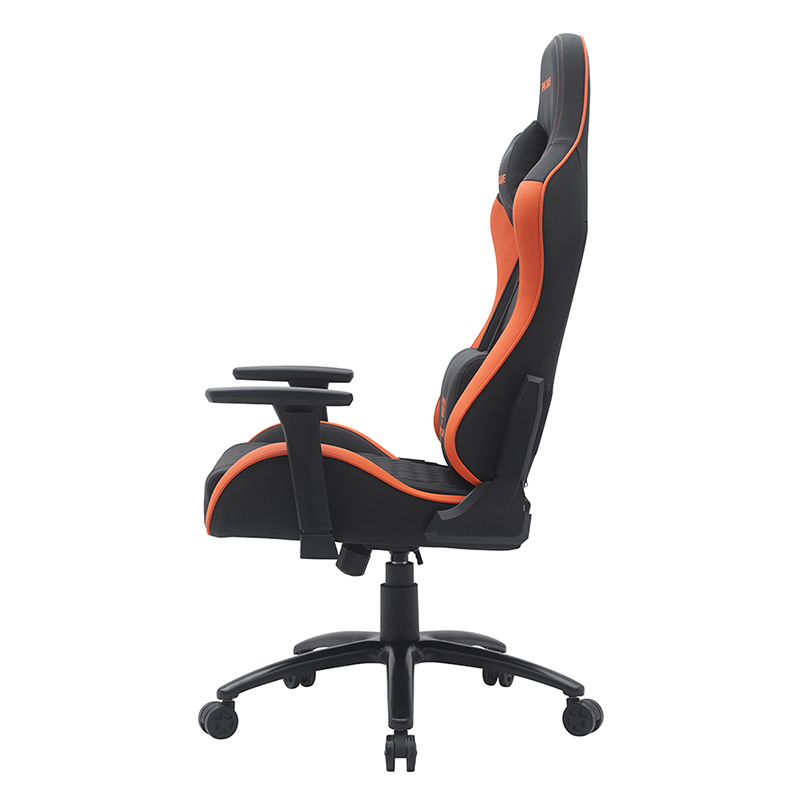 Oransje moderne svingbar spillestol med justerbare 3D-armlener (T-7122)