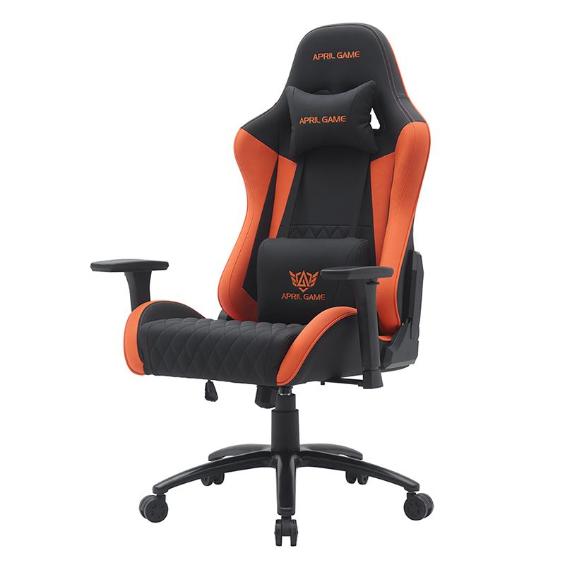 Oransje moderne svingbar spillestol med justerbare 3D-armlener (T-7122)