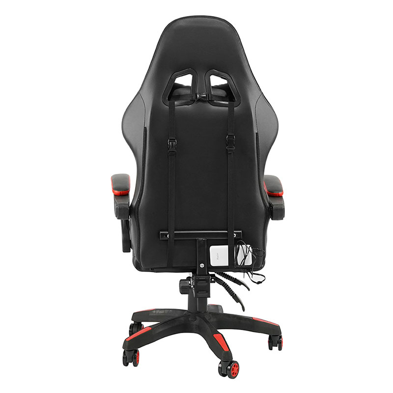 Rød Professional Swivel Recling RGB Gamer Justerbar Armlen Led Gaming Stol med Fotstøtte (Y-2442)