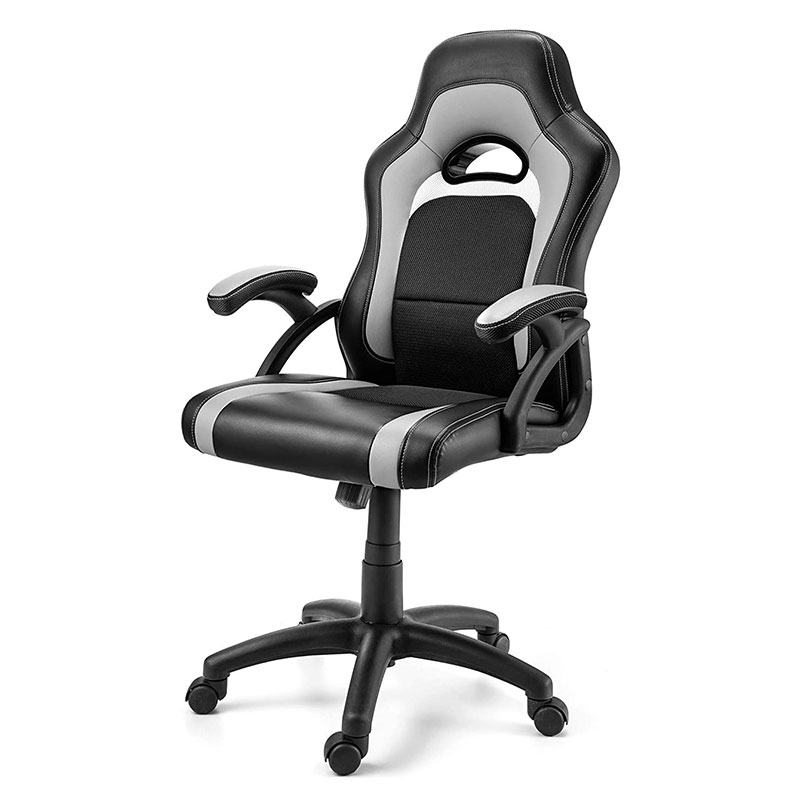 Moderne stoff stue lenestol med svingbar justerbar nakkestøtteløft Pu metall stål materiale for spill og databehandling (Y-2647)