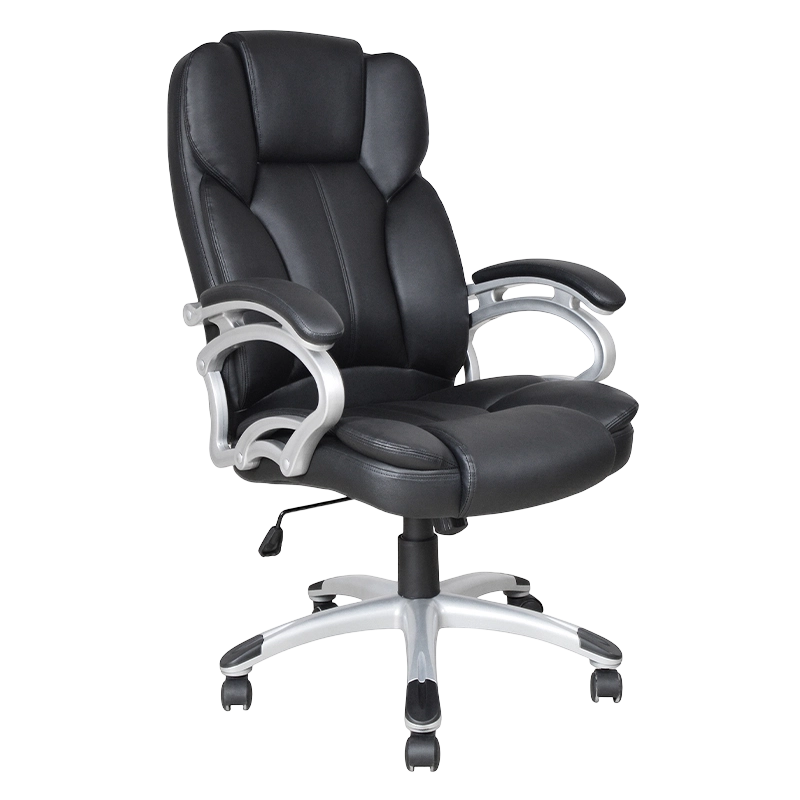 Svart, høy rygg, fast armlene, kontorsete (Y-2825)