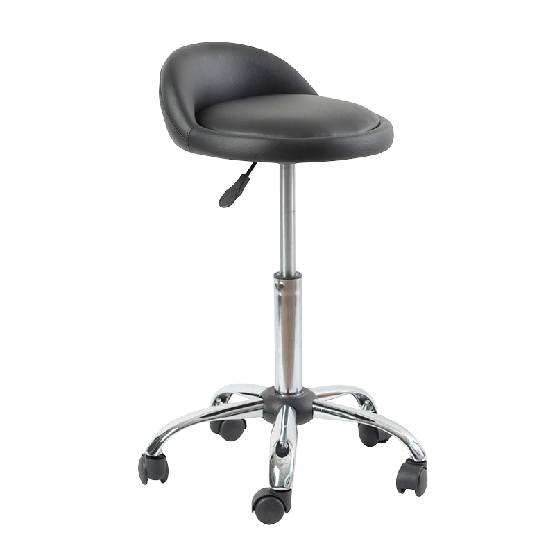 Svart PU lavrygg rundsete svingbar løftebarkrakk med hjul (GY-1021A)