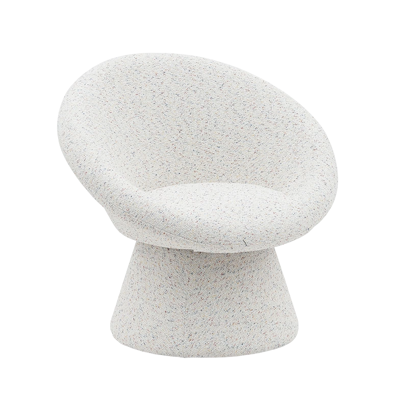 Nordic White Stoff Lazy Rund Shape Stuestol Enkeltseters sofa Accent Loungestoler med ryggstøtte(GY-645)